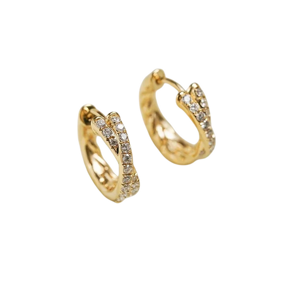 925 Sterling Silver 18K Gold Zircon Cross Hoop Earrings