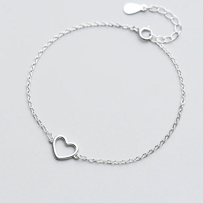 925 Sterling Silver Romantic Heart Bracelet