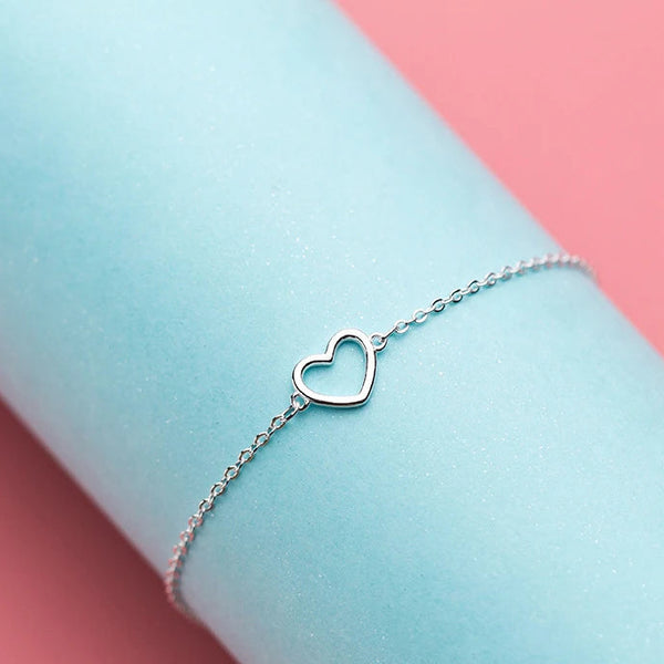 925 Sterling Silver Romantic Heart Bracelet