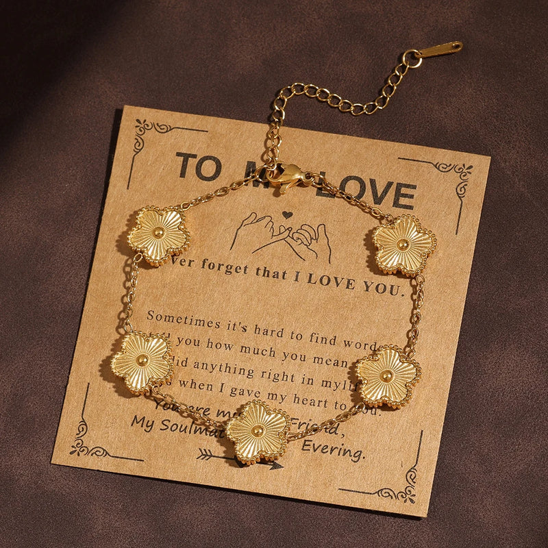 Gold-Plated Clover Charm Bracelet