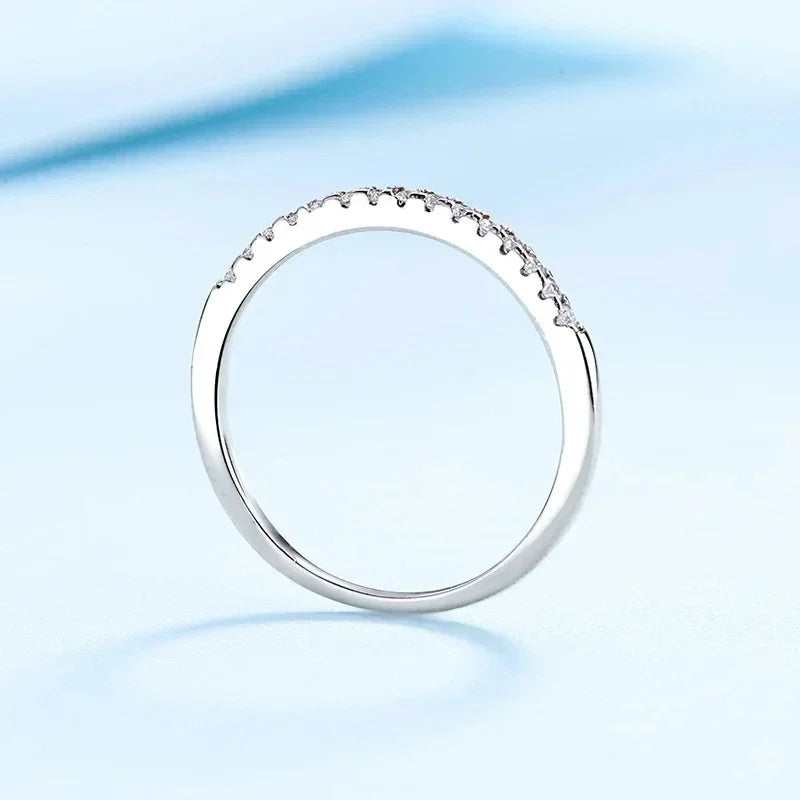 925 Sterling Silver White Gold Plated Moissanite Eternity Ring