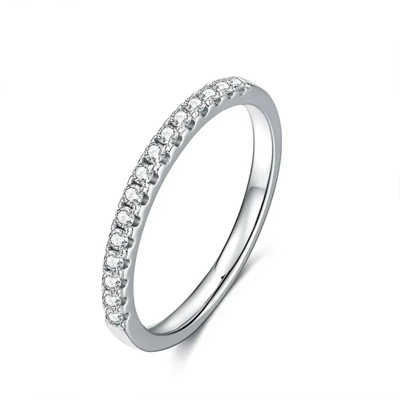 925 Sterling Silver White Gold Plated Moissanite Eternity Ring