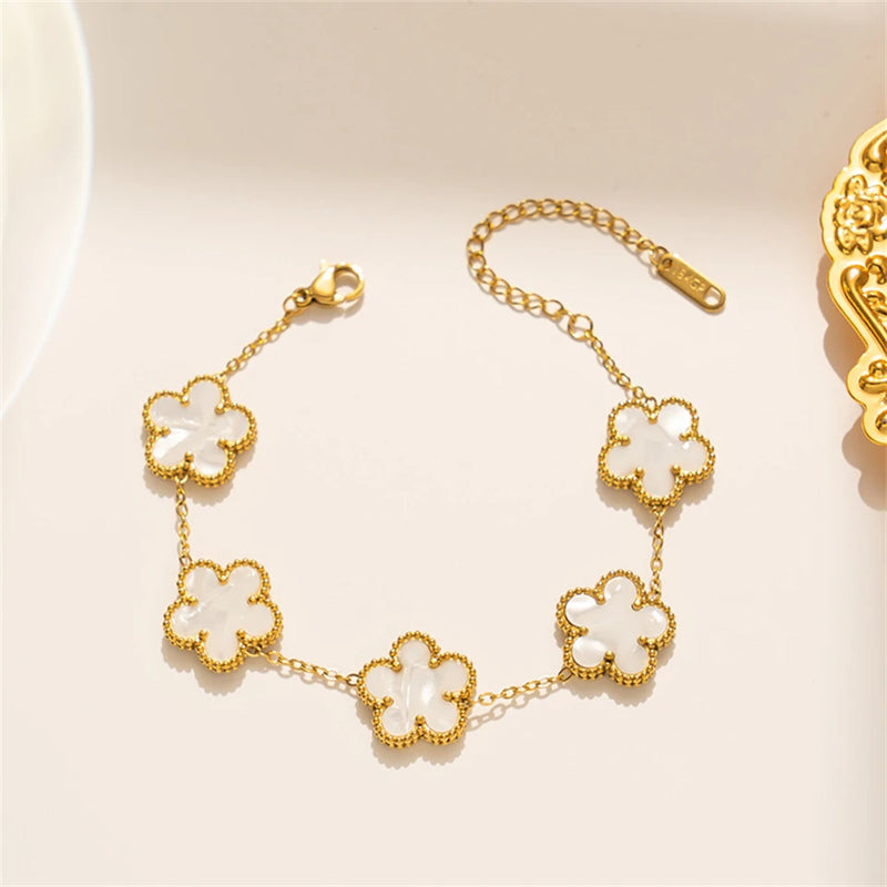 Gold-Plated Clover Charm Bracelet