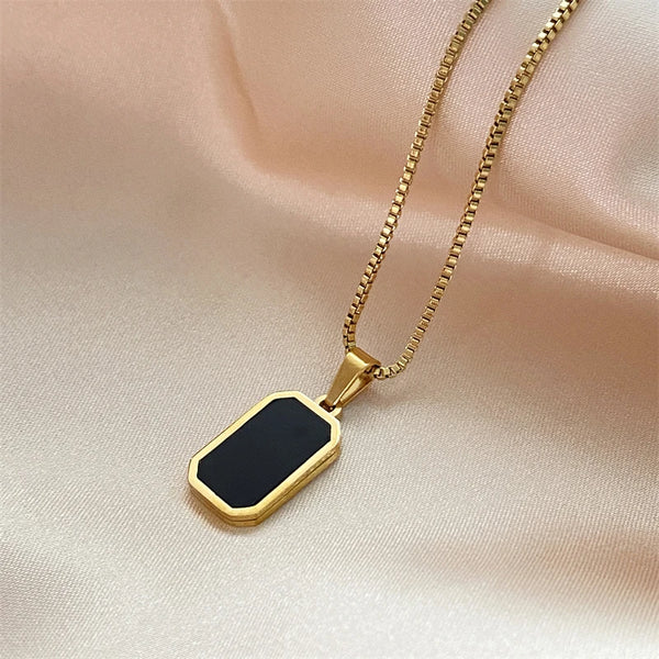 Minimalist Black Stainless Steel Rectangular Pendant