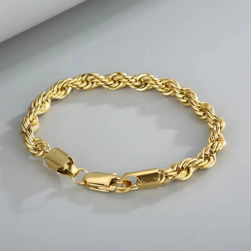 18K Gold & 925 Sterling Silver Chain Bracelet