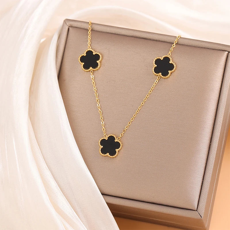 14K Gold Plated Stainless Steel Clover Necklace