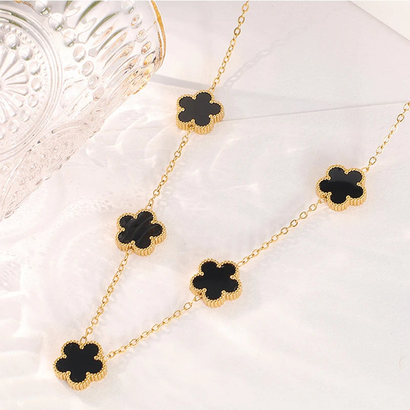 14K Gold Plated Stainless Steel Clover Necklace