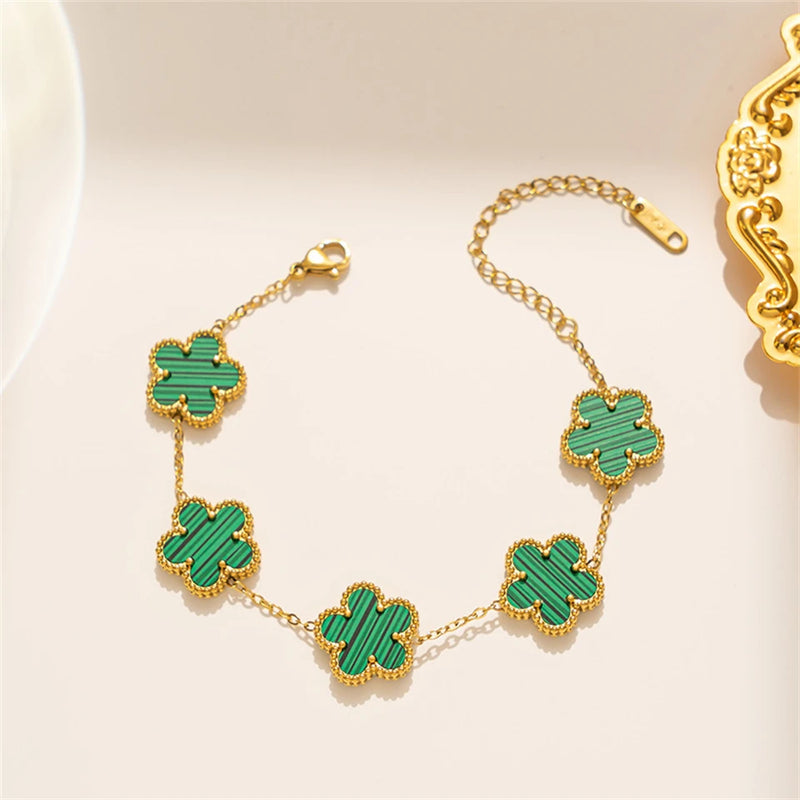 Gold-Plated Clover Charm Bracelet