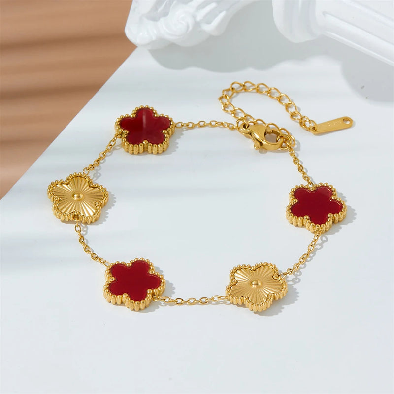 Gold-Plated Clover Charm Bracelet