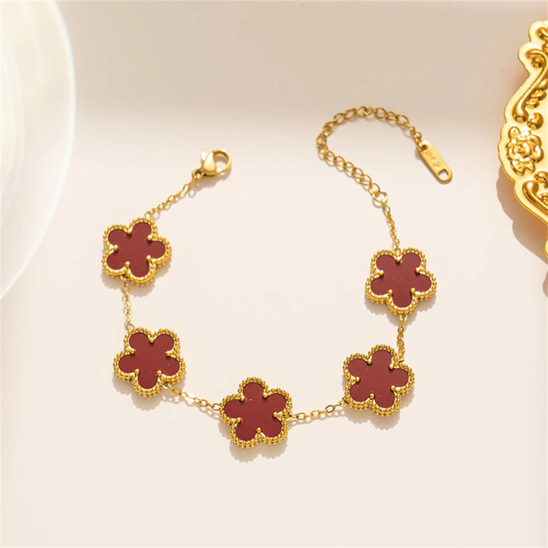 Gold-Plated Clover Charm Bracelet