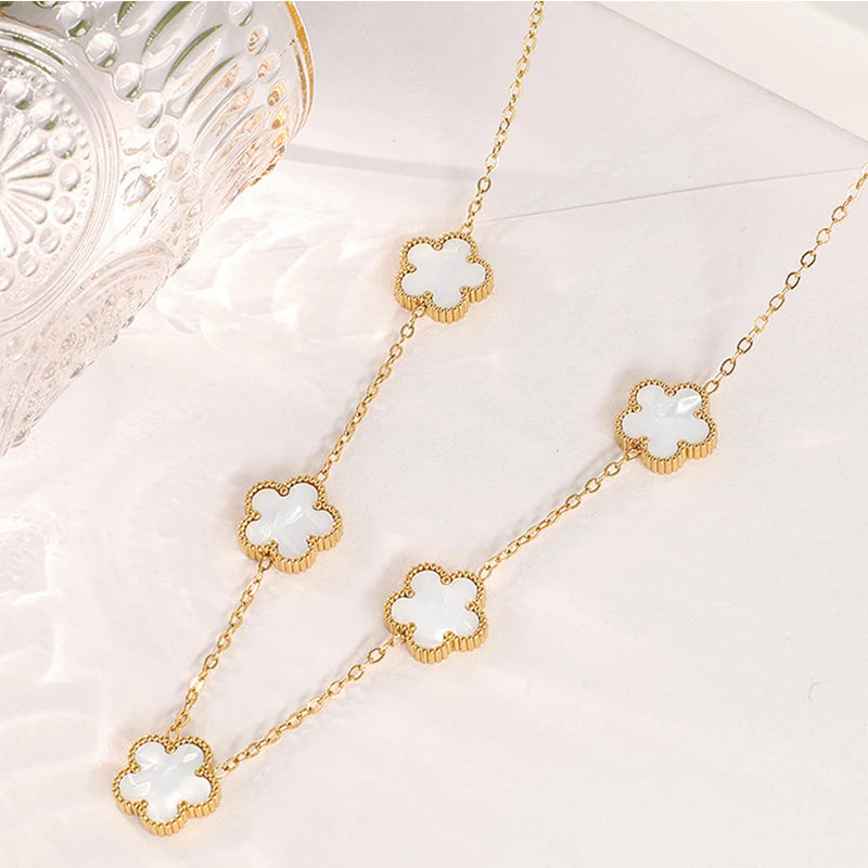 14K Gold Plated Stainless Steel Clover Necklace