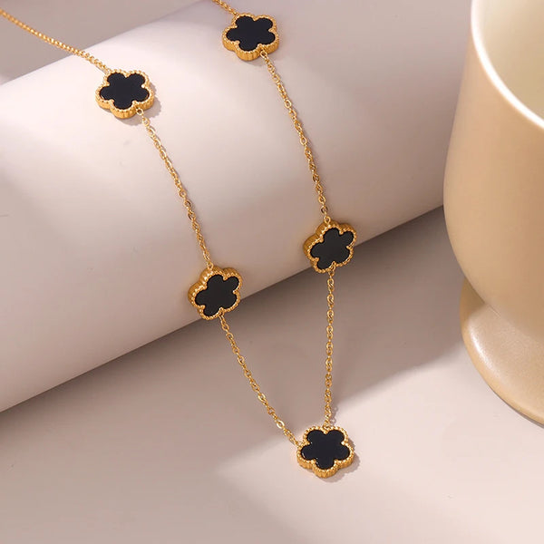 14K Gold Plated Stainless Steel Clover Necklace