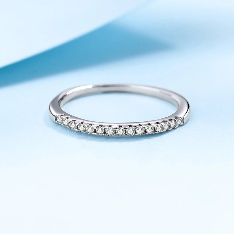 925 Sterling Silver White Gold Plated Moissanite Eternity Ring