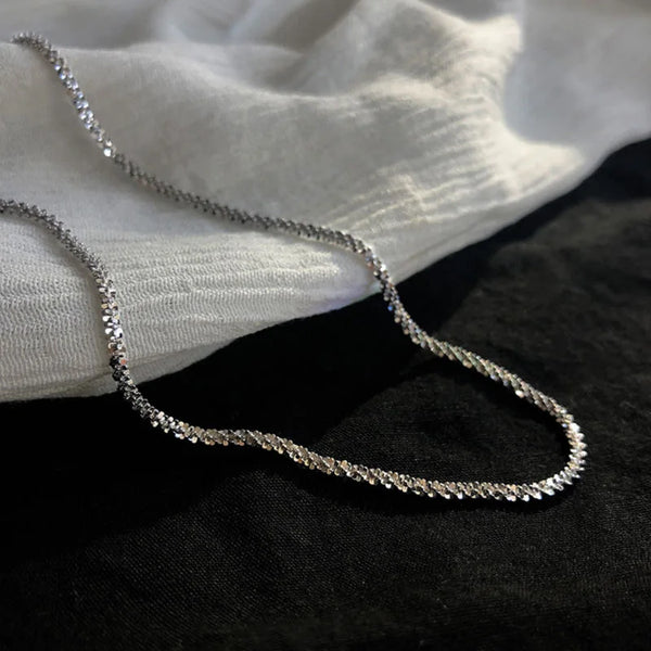 Silver Sparkling Clavicle Chain Choker Necklace