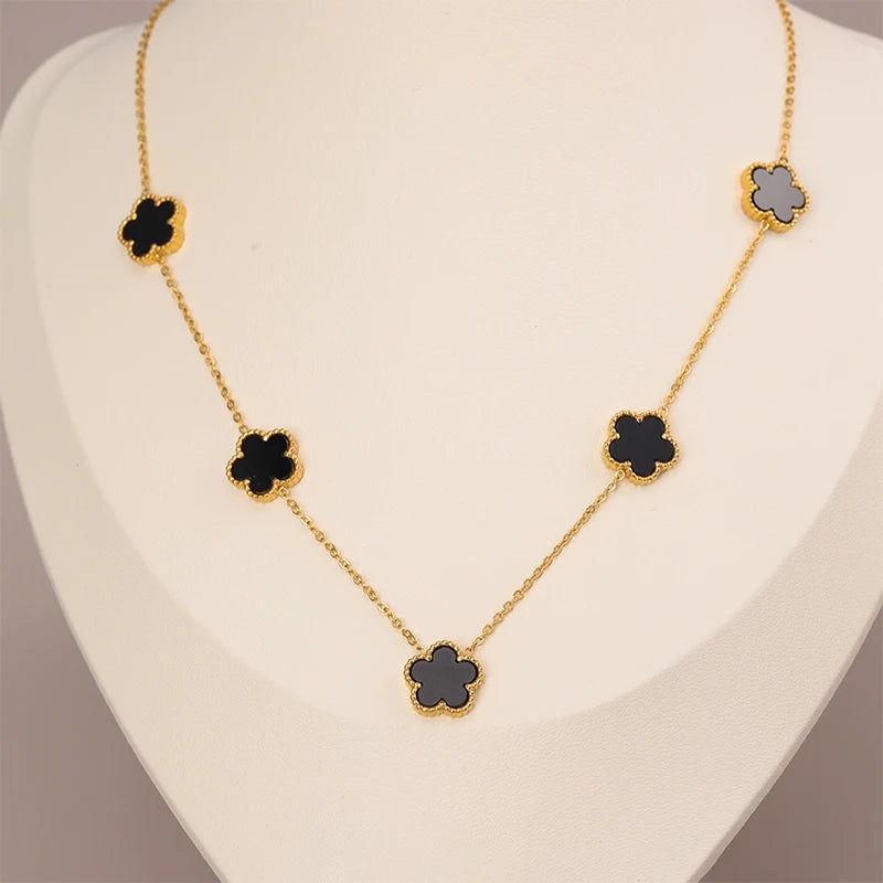 14K Gold Plated Stainless Steel Clover Necklace