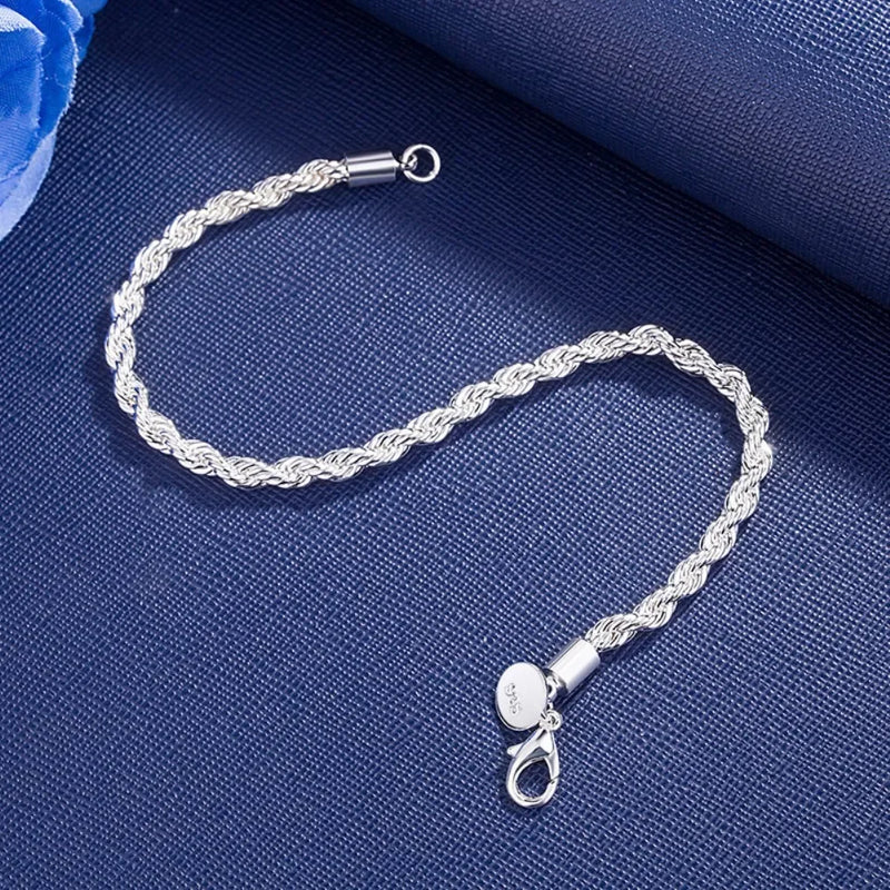 18K Gold & 925 Sterling Silver Chain Bracelet