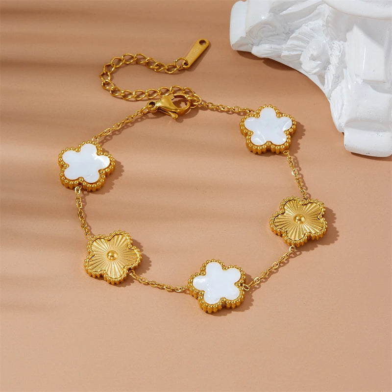 Gold-Plated Clover Charm Bracelet