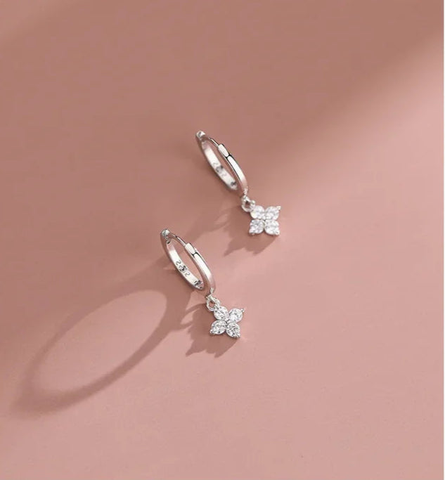 925 Sterling Silver Leaf Hoop Earrings