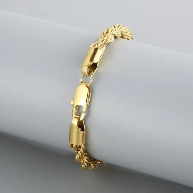 18K Gold & 925 Sterling Silver Chain Bracelet