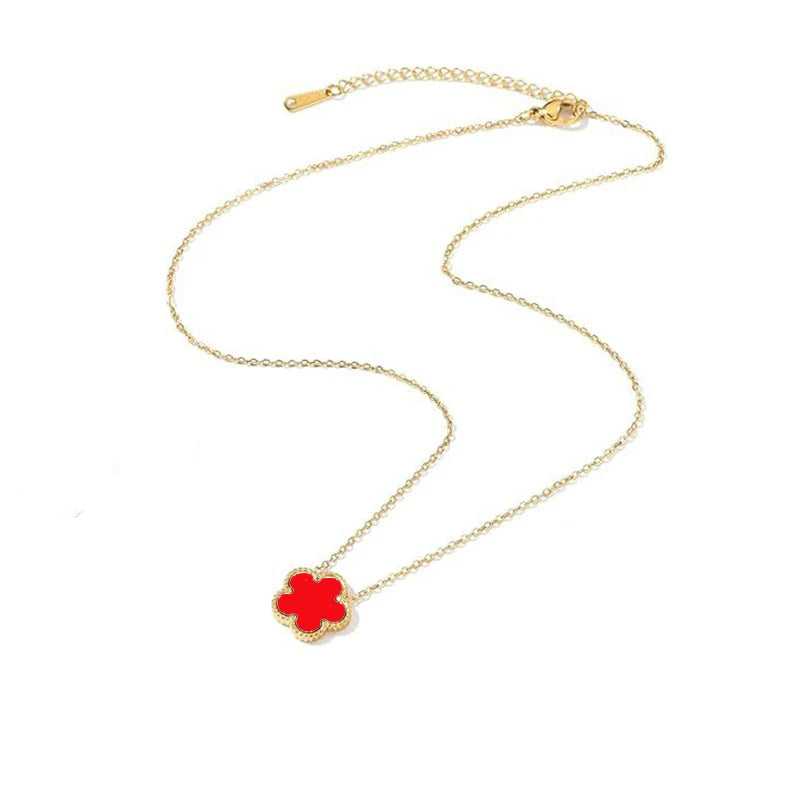 14K Gold Plated Stainless Steel Clover Necklace