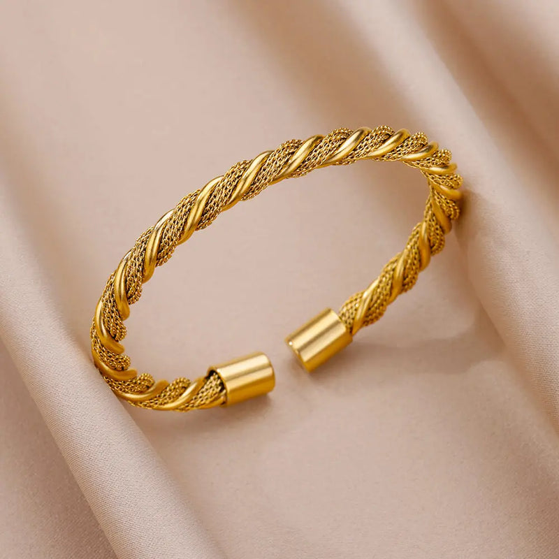 Gold-Plated Snake Bangle Bracelet