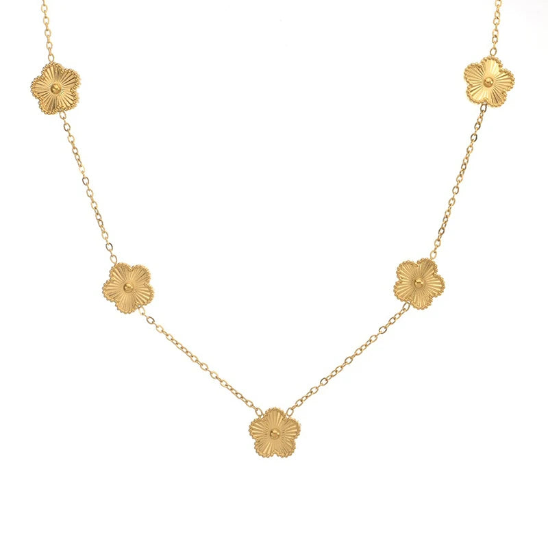 14K Gold Plated Stainless Steel Clover Necklace