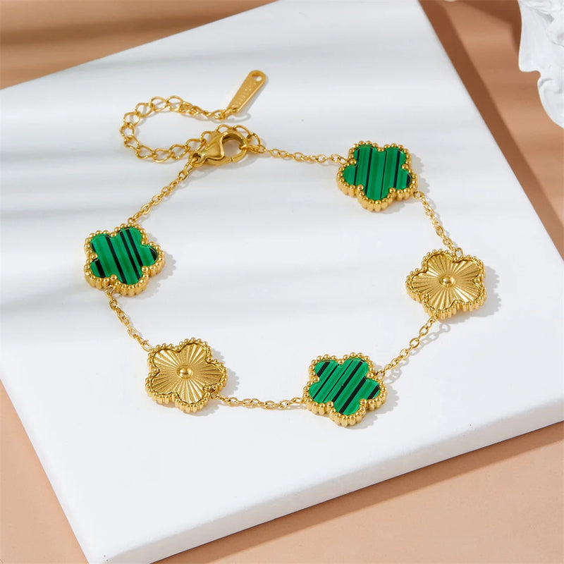 Gold-Plated Clover Charm Bracelet