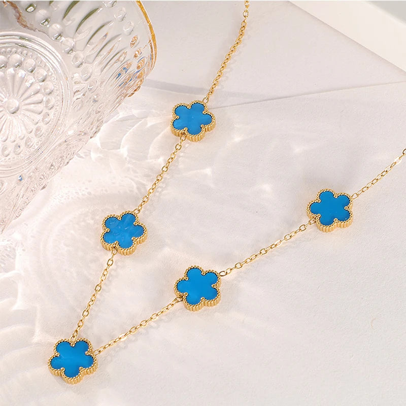 14K Gold Plated Stainless Steel Clover Necklace