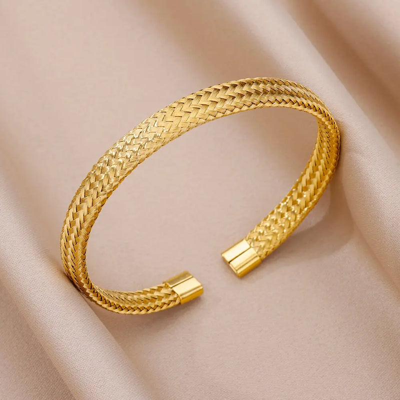 Gold-Plated Snake Bangle Bracelet