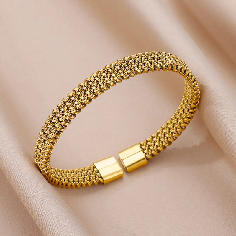 Gold-Plated Snake Bangle Bracelet