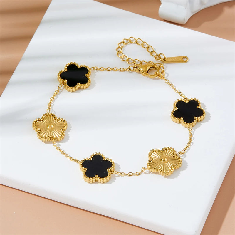 Gold-Plated Clover Charm Bracelet