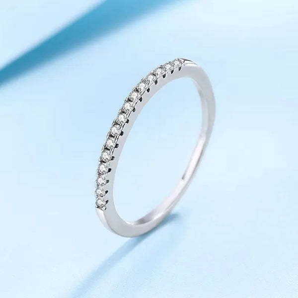 925 Sterling Silver White Gold Plated Moissanite Eternity Ring