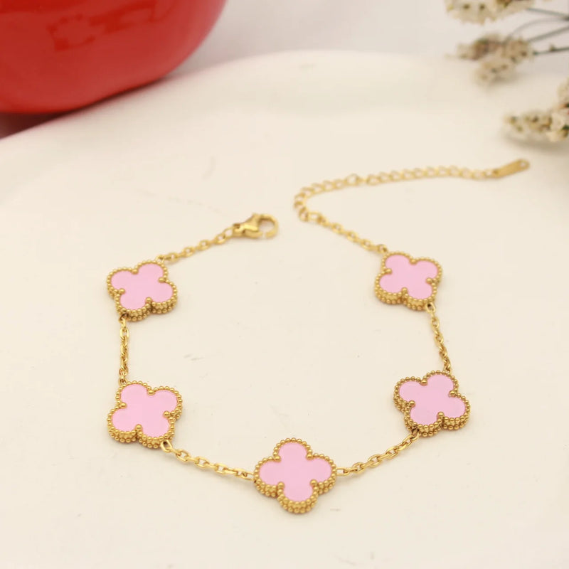 Gold-Plated Clover Charm Bracelet