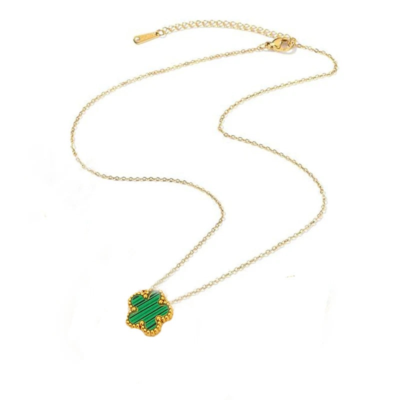 14K Gold Plated Stainless Steel Clover Necklace