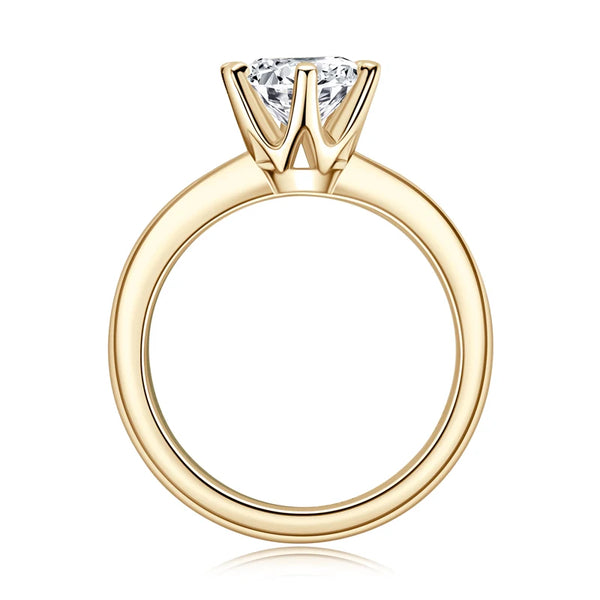 925 Sterling Silver 14K Gold Plated Moissanite Solitaire Ring