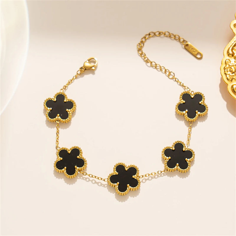 Gold-Plated Clover Charm Bracelet