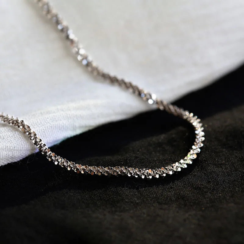 Silver Sparkling Clavicle Chain Choker Necklace